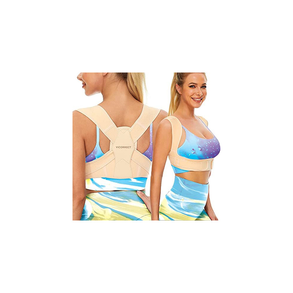 Vicorrect Posture Corrector for Women and Men, Adjustable upper back straightener posture corrector and Providing Pain Relief from Neck, Shoulder, and