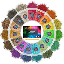 Miltin Crafts Mica Powders - 15 Vibrant Colours (5g/Bag) for Epoxy Resin Pigment, Wax Melts, Makeup, Lip Gloss, Candles, Bath Bombs, Nail Art, Soap &