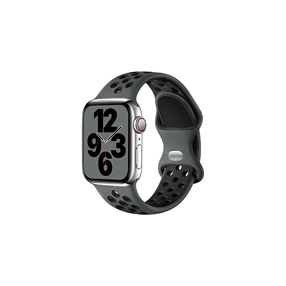 Upeak Sport Strap Compatible with Apple Watch Strap 42mm 44mm 38mm 40mm 41mm 45mm, Breathable Silicone Double Hole Snap Buckle Band, for iWatch Strap