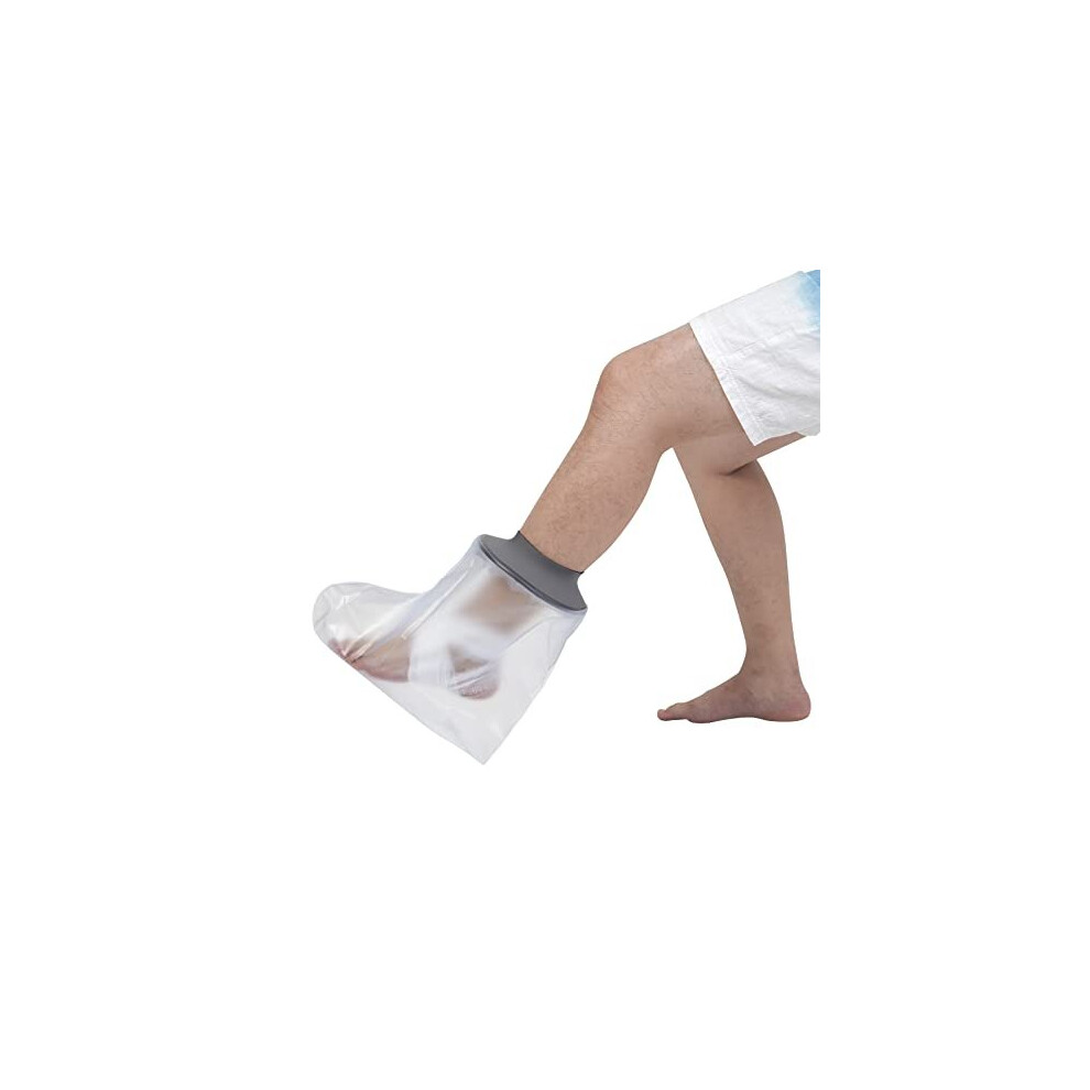 Evercryo Grey Waterproof Adult Foot Cast Cover For Shower, Bath - Reusable Cast And Bandage Protector - Watertight Protection For Broken Foot, Ankle (Grey)