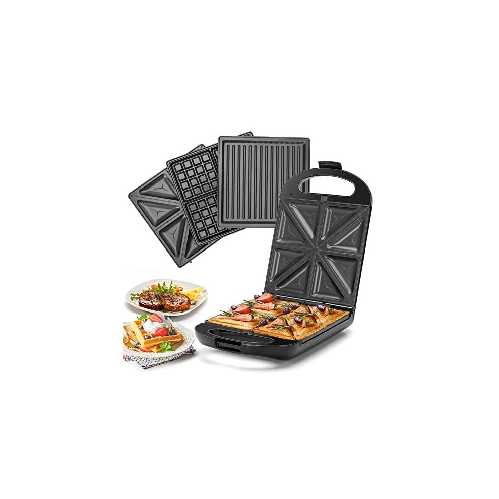 Taylor Swoden 3-in-1 Family Toastie Maker Sandwich Toaster, 4 Slice Waffle Maker Panini Press Deep Filled Removable Plates with Non-Stick Coating,