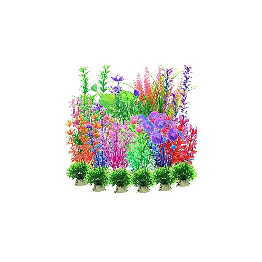 30PCS Aquarium Fish Tank Plastic Plants, Vivid Underwater Plants Decorations Artificial Water Plants Aquarium Plant Landscape Safe For All Fish