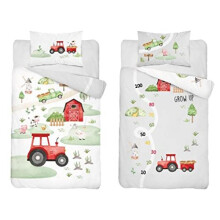 Farm Farmyard Animals Tractor Children's Bamboo Baby Cot Bed Baby Bed Cot Bedding Set (90x120cm red)