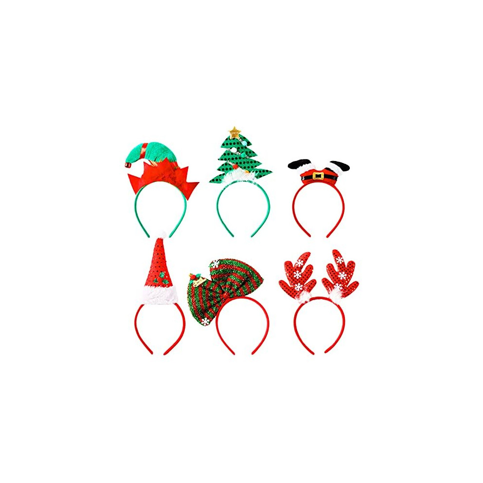 Christmas Assorted Headbands – Pack Includes 6 Festive Designs, Novelty Headwear, Xmas Headbands for Adults and Teens, Office or Work Parties, Photo