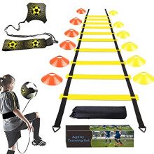 YGORTECH Sada fotbalovho trninkovho vybaven  20ft Agility Ladder 12 fotbalovch kuelu Trenar kopu Vybaven pro trnink rychlosti a obratnosti