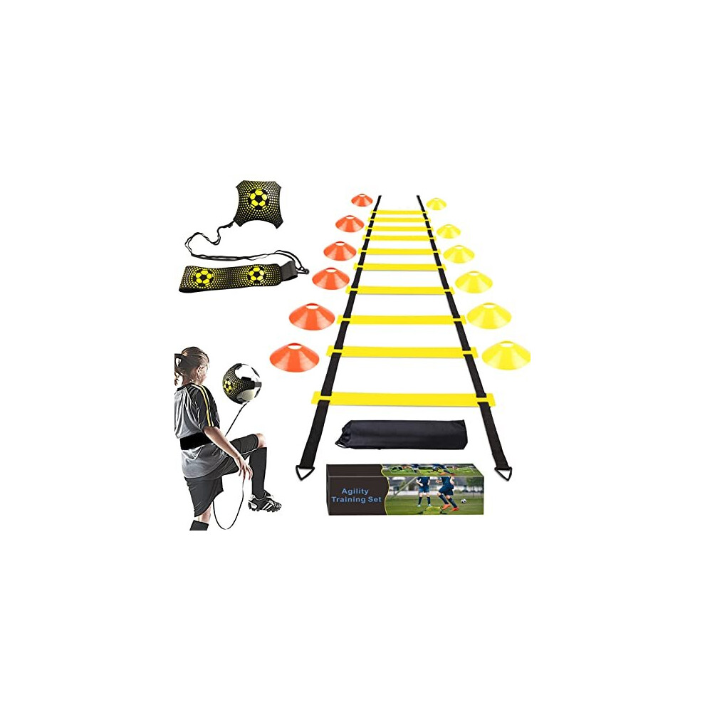 Set d'?quipement d'entra?nement d'agilit? YGORTECH pour le soccer - ?chelle de 20 ft, 12 c?nes, entra?neur solo, drills pour enfants et adultes.