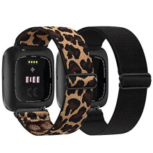 2 Pack Straps Compatible with Fitbit Versa 2 Strap/Versa Strap for Women/Men, Stretchy Adjustable Nylon Stylish Replacement Elastic Wristband for