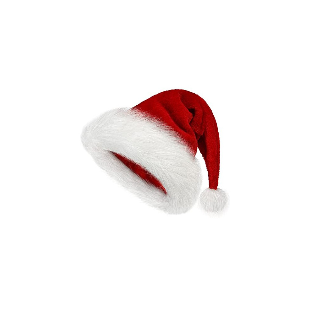 BSVI Christmas Hat, Xmas Hat Holiday for Adults Unisex,Velvet Comfort Extra Thicken Classic Fur Santa Hat for New Year Festive Party Christmas