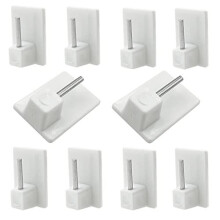 Smukdoo Self Adhesive Hooks,10 Packs Plastic Sticky End Window Hook for Net Curtain Rods