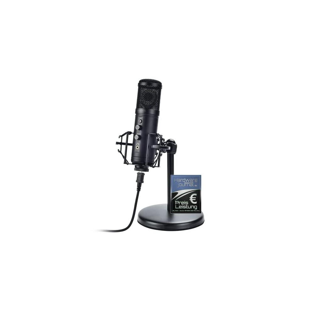 DOCKIN MP2000 Studio USB Microphone - Podcast Microphone Set for PC & Mac with 3m Cable, Stand, Spider Shock Mount, LED Lights - Condenser USB Mic
