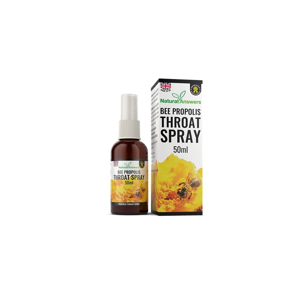 Natural Answers Propolis Throat Spray 50Ml Immune Support & Sore Throat Relief, Bee Propolis Spray With Honey (1 Pack)
