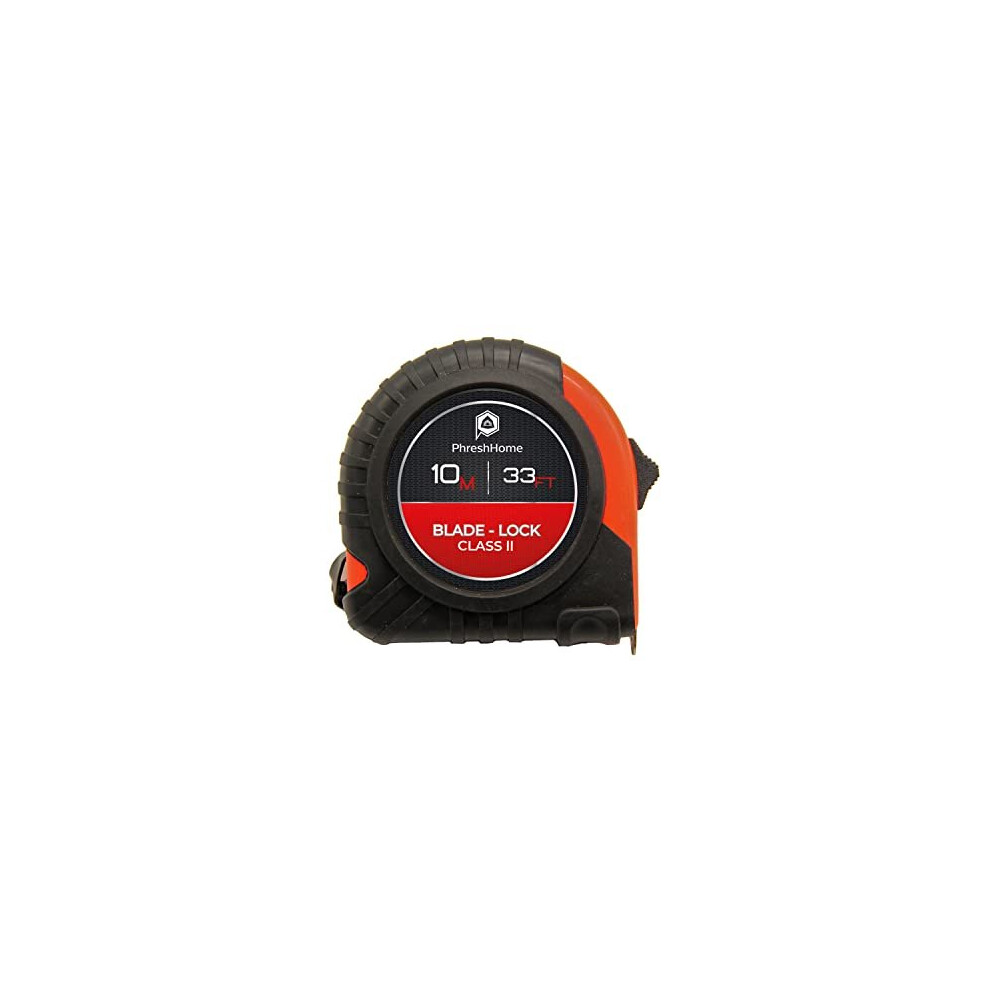 Phreshhome 10 Metre Tape Measure Â Retractable Measuring Tape Â 10M/33Ft Imperial & Metric Measurements With 25Mm Blade Â Impact Resistant With