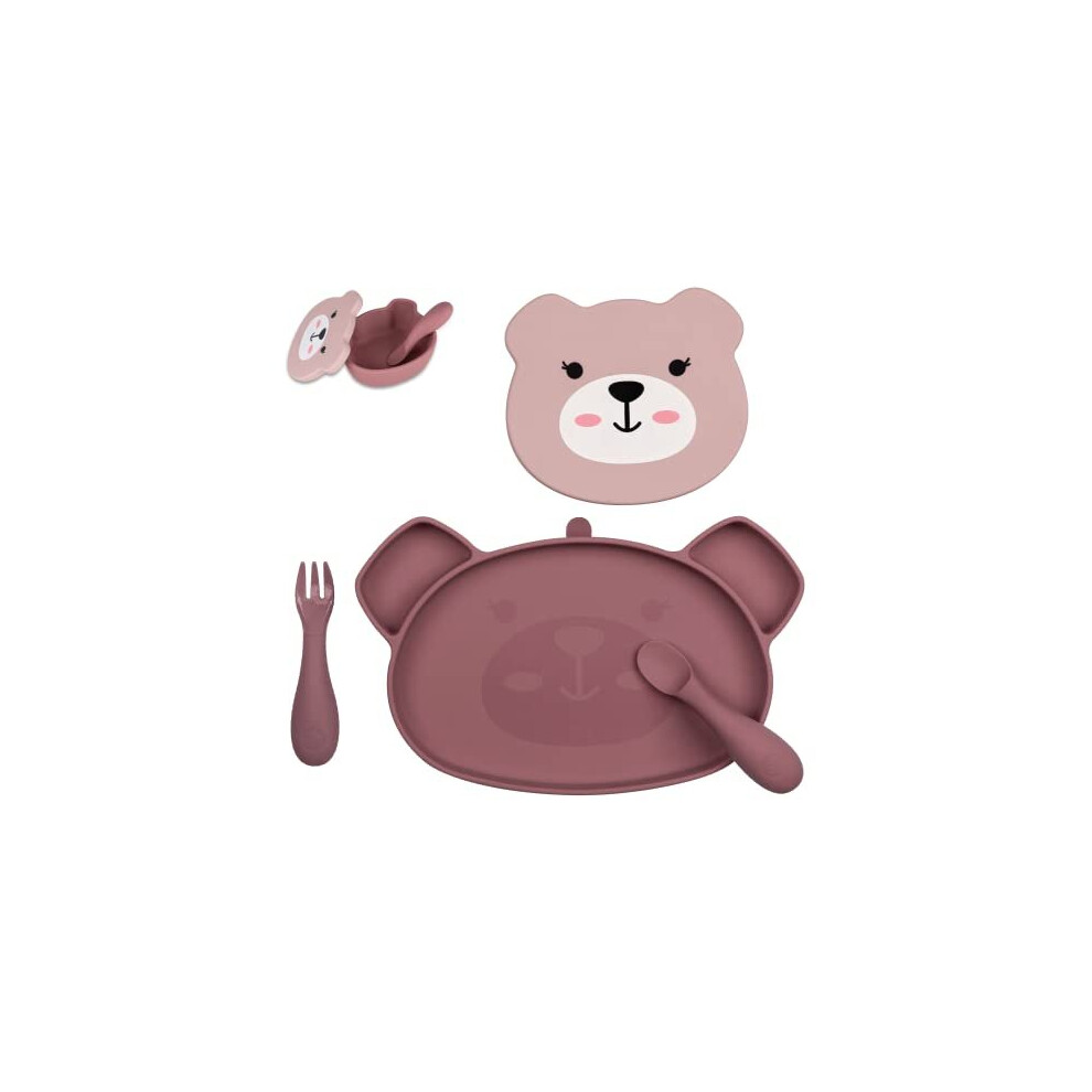 Baby Dinner Set For Weaning - Designed With Feeding Specialist - Includes Silicone Divided Suction Plate, Lidded Bowl And Baby Cutlery - For Tum Tum