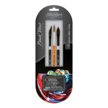 Silver Brush Limited WC-3206S Black Velvet Round Watercolor Brushes, Set of 3 Brushes, Golden Natural Round Size 8, Black Velvet Oval Wash and Dagger