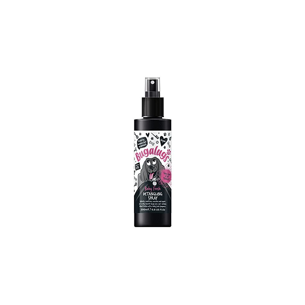 Bugalugs Baby Fresh Dog Detangler Spray - Hair Conditioner For Dogs With Baby Powder Dog Perfume - Professional Groom Detangling Spray- Pro Dog