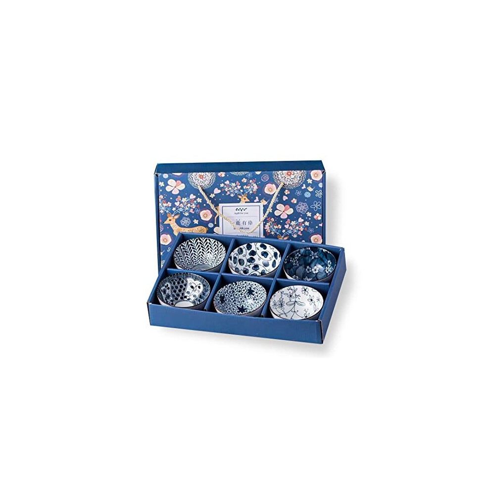 Set of 6 Blue Japanese Chinese Style Rice Bowl Gift Set-image-OPC-PB92ZCY-NEW
