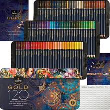 Castle Art Supplies Gold Standard 120 Colouring Pencils Set | Quality Oil-based Coloured Cores Stay Sharper, Tougher Against Breakage | For Adult
