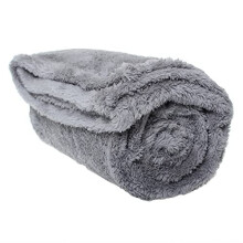 Fluffy Fleece Pet Blanket - Soft & Warm Throw for Dogs & Cats Grey, Medium (80x100cm)