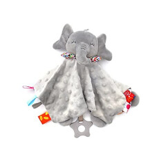UNMOT Baby Comforters Blanket|Sensory toys for baby 0 3 6 12 month,Baby sleeping Security toy with Teether, Elephant Baby Blanket with Taggies ,Soft