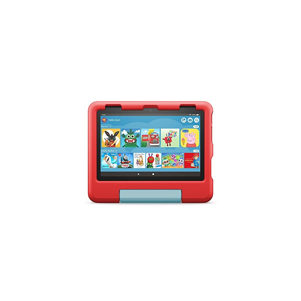 All-new Fire HD 8 Kids tablet | 8-inch HD display, ages 3â7, includes 2-year worry-free guarantee, Kid-Proof Case, 32 GB, 2022 release, Red