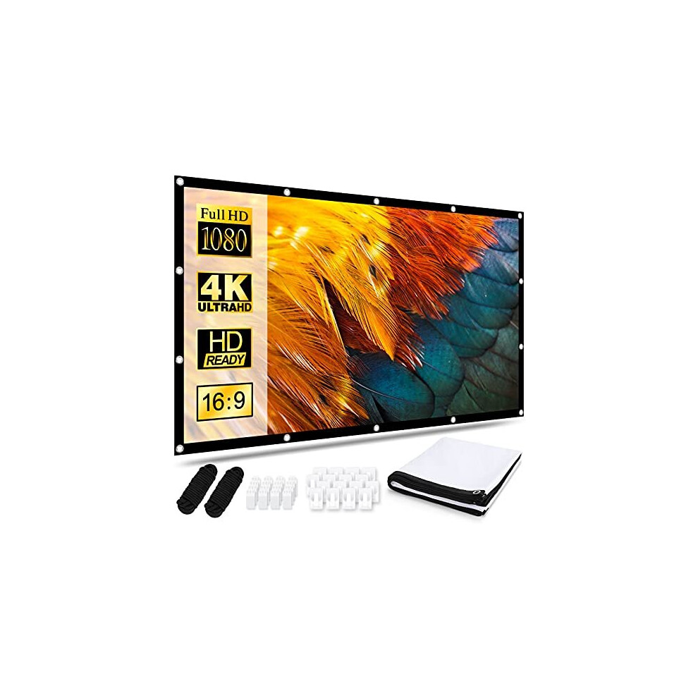 Projector Screen 120 Inch, Portable Movie Screen 16:9 Hd 4K Foldable Anti-Crease Projection Screen, Cinema Screen Support Double-Sided Projection For 738683146745