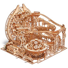 Wood Trick Galaxy Marble Run 3D Wooden Puzzles for Adults and Kids to Build - 15x12.6 - Electric Driven - Roller Coaster Wooden Model Kits for Adults