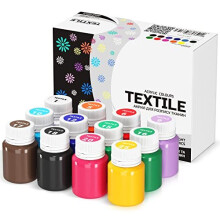 7 Artists Acrylic Fabric Paint - Premium Fabric Paints Permanent for Clothes - Non-Toxic Silk Paint for Children - 12 Fabric & Textile Paints - Fabric