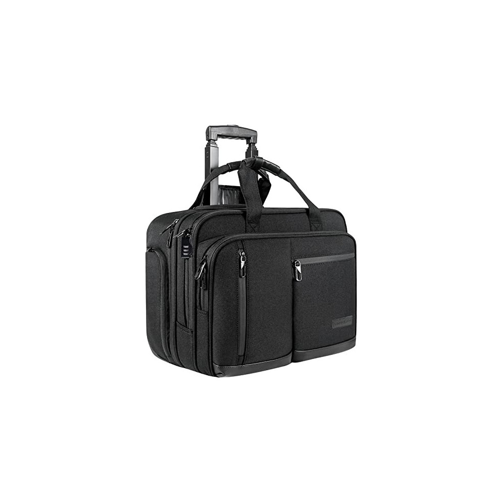 Vankean 17.3 Inch Rolling Laptop Bag For Men，Stylish Carry On Briefcase Laptop Case Water-Proof Overnight Rolling Computer Bag With Rfid Pockets 728301595116