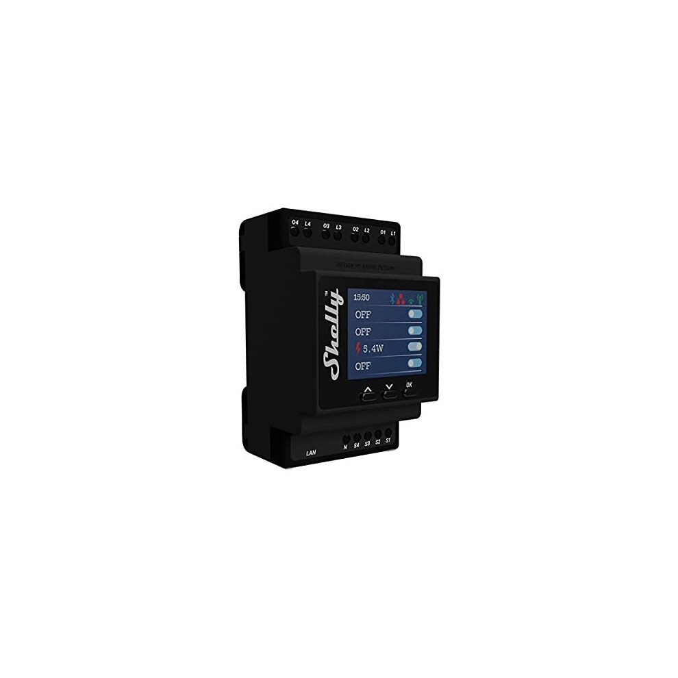Shelly Pro 4Pm Professional Switch Relay With 4 Contacts, Wi-Fi For Home Automation, Amazon Alexa Voice Controls, Google Home And Mqtt, Black 3800235268049