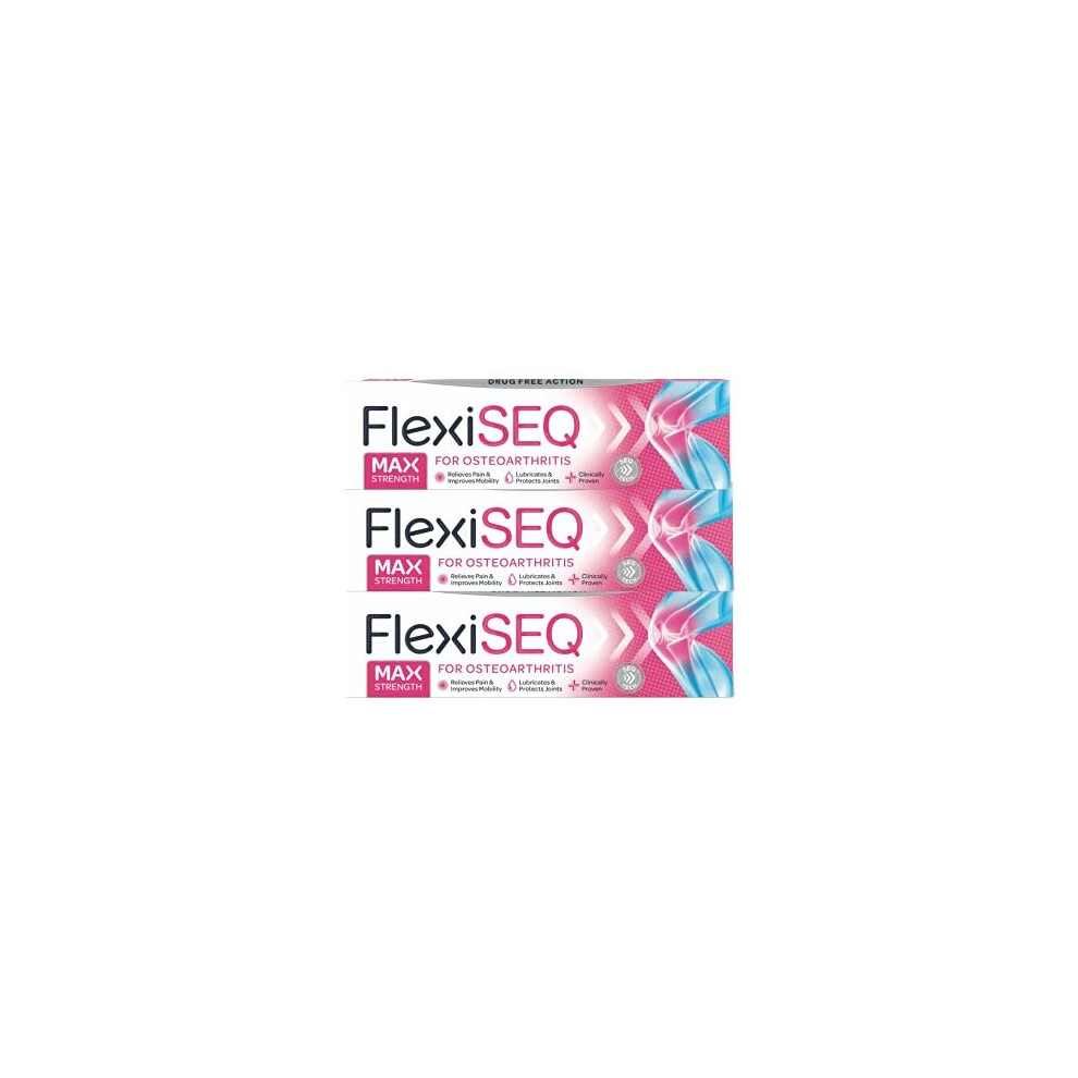 Flexiseq 50G Max Strength Gel, 3 Pack, Arthritis Pain Relief Gel, Topical Gel For Osteoarthritis, Drug-Free, Joint Pain Relief Gel For Knees, Hips,