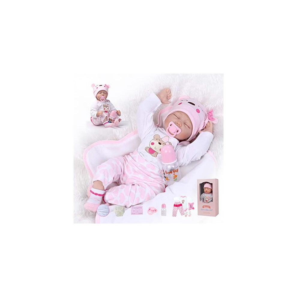 ZIYIUI Reborn Dolls 22 Inch 55cm Realistic Reborn Baby Vinyl Soft Silicone Reborn Baby Dolls Like a Lifelike Baby Handmade Closed Eyes Reborn Toddler
