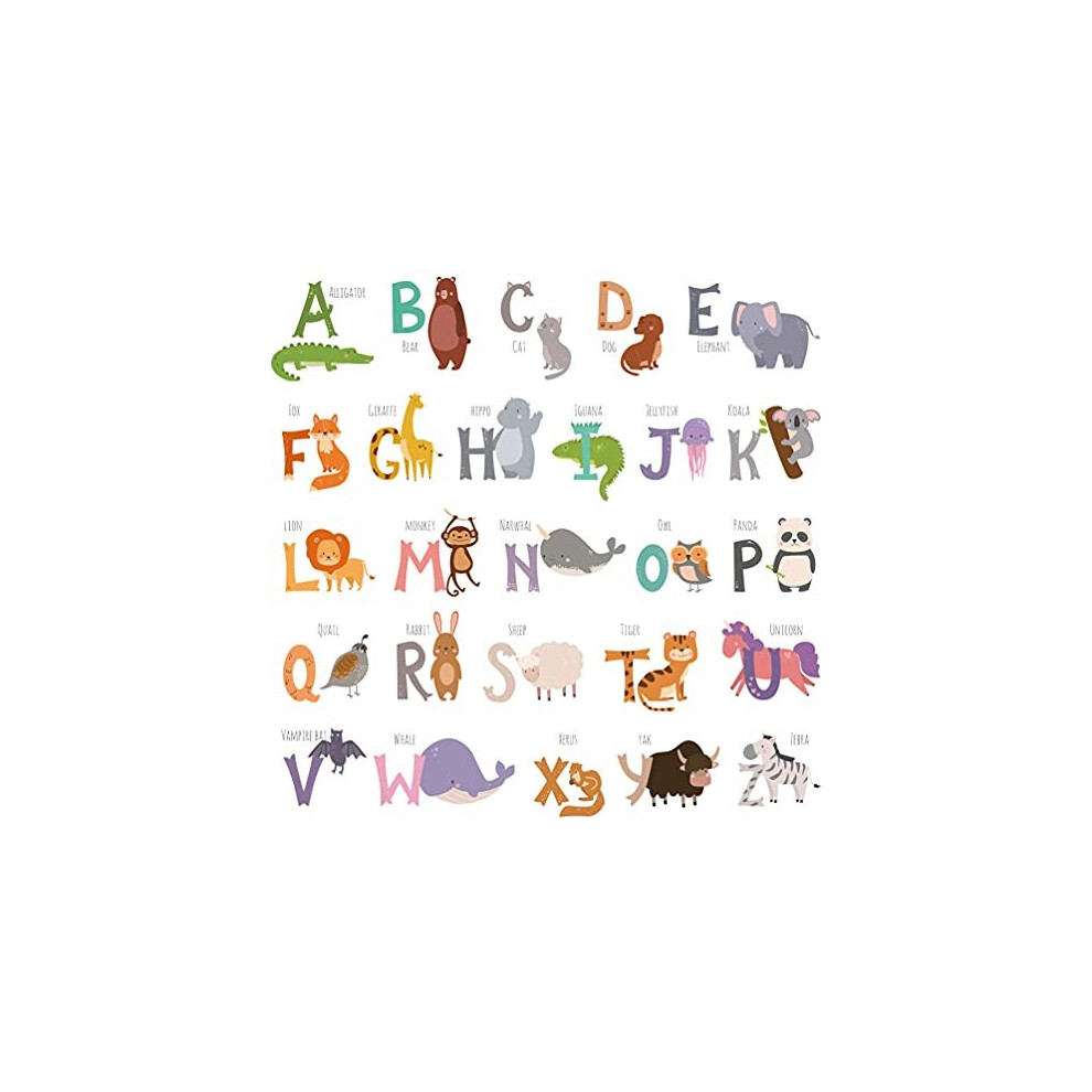 Animal Alphabet Kids Wall Stickers Decals Peel And Stick Removable For Nursery Bedroom Living Room Art Murals Decorations Youlike