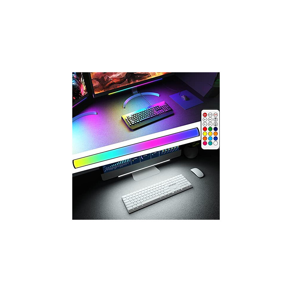 ABCidy Under Monitor Light Bar, RGBIC Screenbar Light Desk Lamp Computer, Dimmable LED with Dynamic Rainbow Effect, Gaming USB Powered, Remote Control