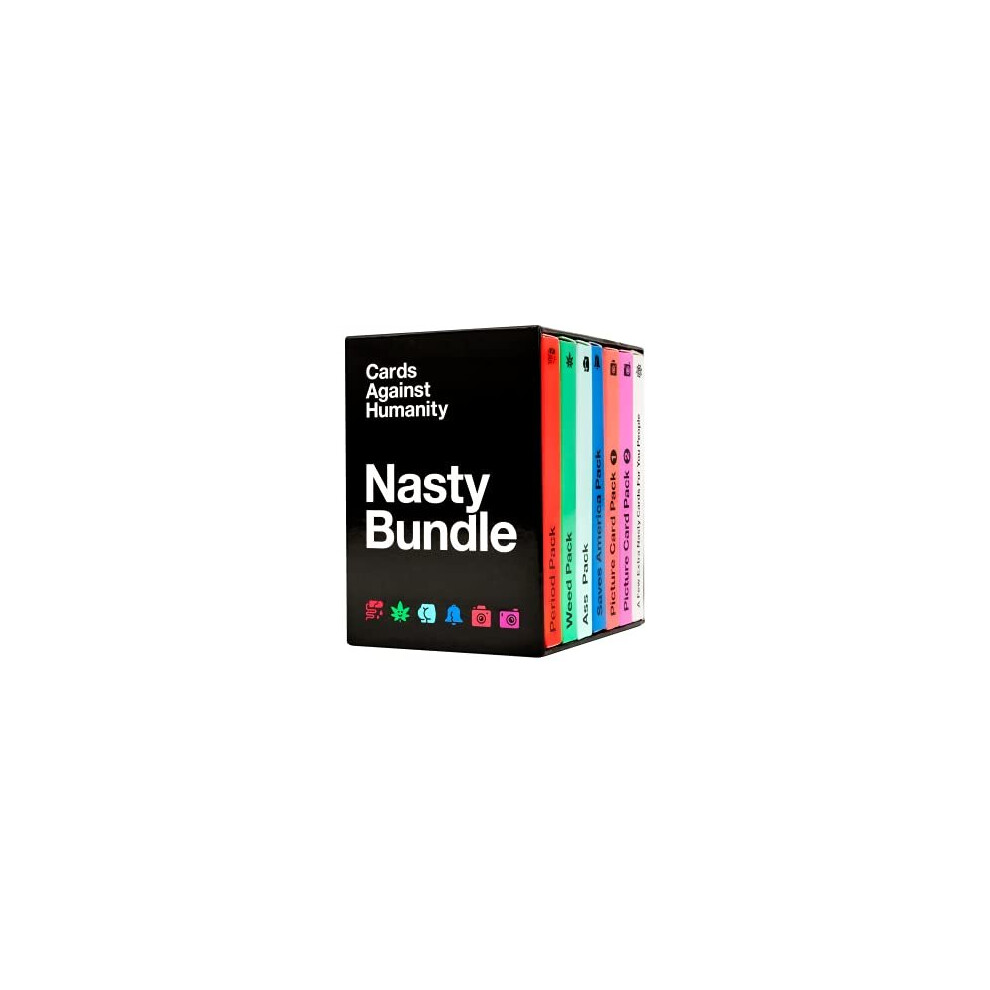 Cards Against Humanity: Nasty Bundle  6 Themed Packs + 10 New Cards, White,black