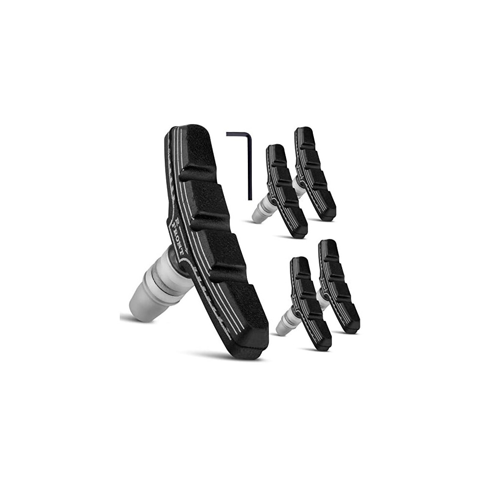 NUWAB 2 Pairs Premium Bike Brake Pads, Professional Mountain and Road Bike V-Brake Pads with Hex Nuts and Spacers, Universal Bicycle Brake Blocks,