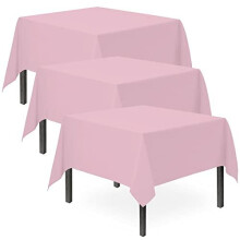 3pk Pink Table Cloths Party | 121 x 121cm | Plastic Table Cover Party | Pink Table Cloth Party Table Cover | Pink Party Table Cloth | Pink Table Cover