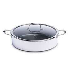 HexClad 7.96 Liters Hybrid Deep Sauté Pan Fryer With Lid - Non-Stick Pan, Easy to Clean, Dishwasher & Oven Safe - Perfect for Deep Frying, Braising,