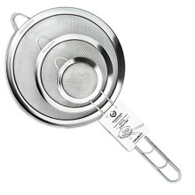Küche Mania Stainless Steel 201 Sieve Set - Strong, Sturdy Handles Set of 3 Sieve Mesh, 7cm, 12cm, and 18 cm Sieve Stainless Steel, Rust Free