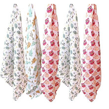 Sasma Home -100% Natural Cotton Baby Muslin Squares -6 Pack Large Muslin Squares 70x70cm Beautiful Printed Unisex Baby Muslin Squares - Soft Muslin
