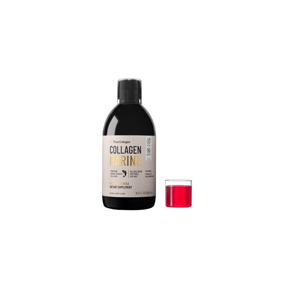 True Collagen Marine Peptides - Pack Of 500Ml, Berry Flavour | Dietary Supplements With Vitamin, Minerals & Hyaluronic Acid | 100% Natural Flavour,