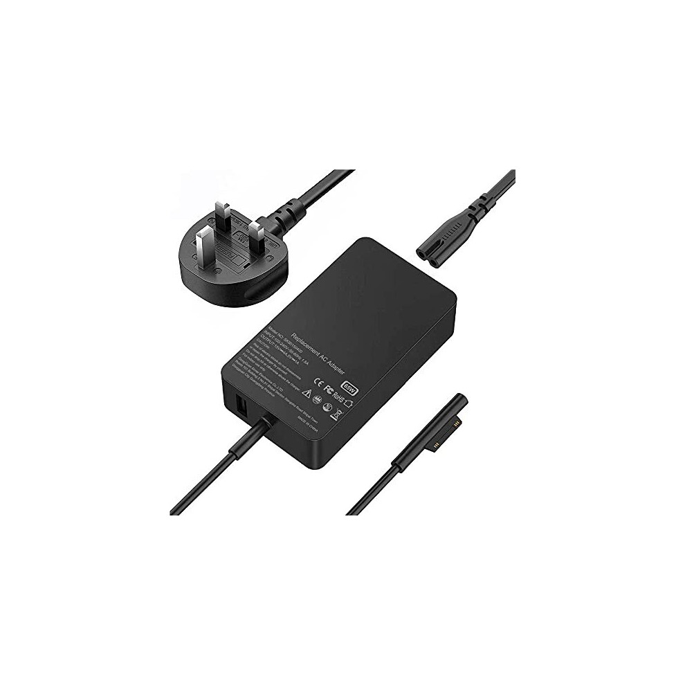 65W Surface Pro Charger,Microsoft Surface Charger Supply for Surface Pro X/8/7/6/5/4/3, Surface Laptop 4/3/2/1, Surface Go 3/2/1, Surface Book,