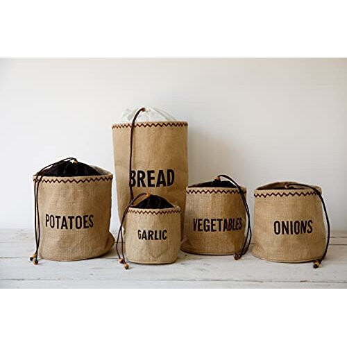 Natural Elements Eco Garlic Storage Bag with Drawstring, Jute / 100% Cotton 2