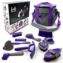 Equi-Neat Horse Grooming Kit – 12 Pieces Equestrian Grooming Gift Set that Includes All Types of Horse Hair Brush, Curry Comb, and Hoof Pick with a