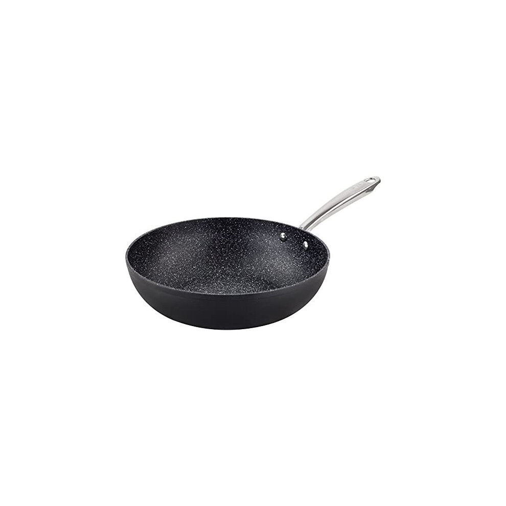 Scoville Neverstick Performance+ 28cm Wok - Non Stick, Oven Safe, Stainless Steel Base & Handle, Black