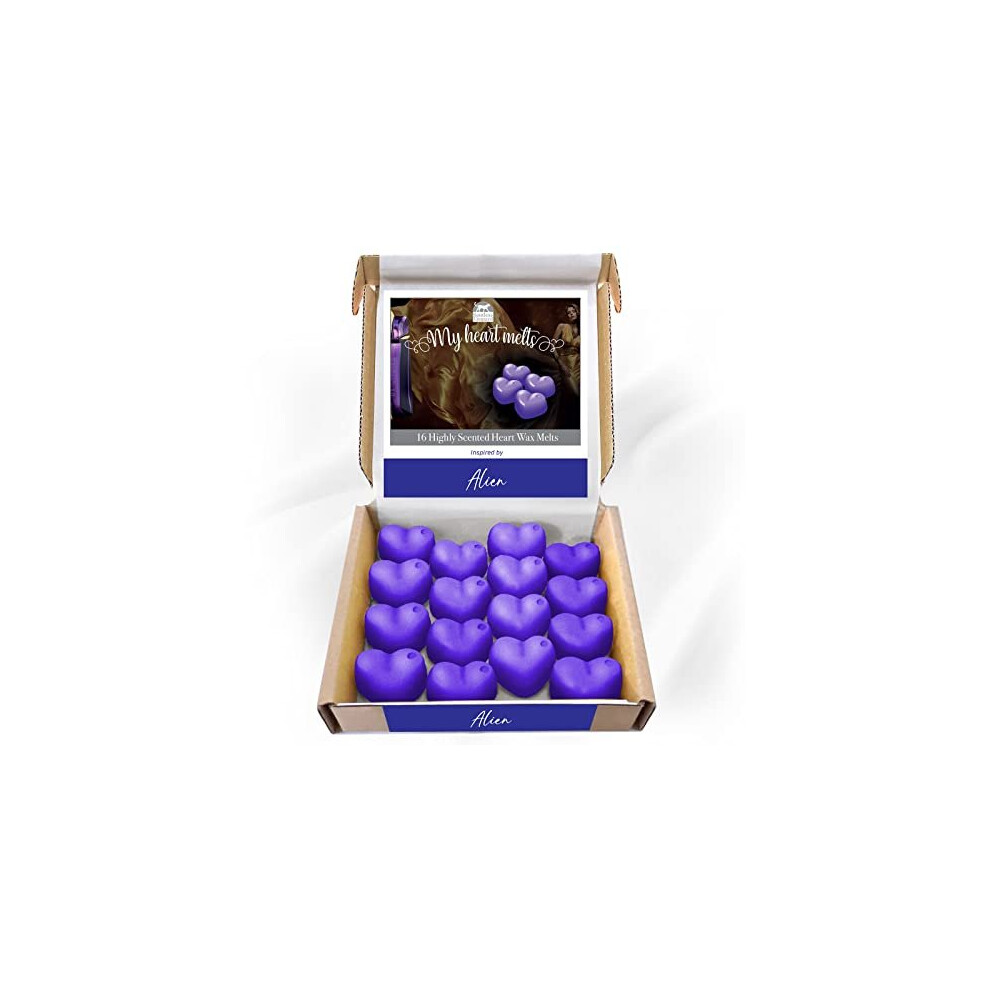 Alien Wax Melts: 16 pcs x 5g Heart Shaped Scented Wax Melts Inspired by Alien Perfume, Vegan & Pet Friendly, Cruelty & Plastic Free, Handmade in UK