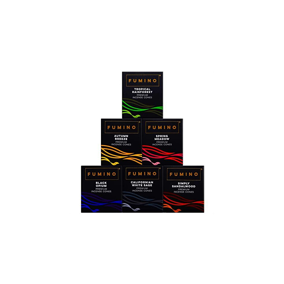 Fumino Fresh Incense Cones Multipack Bundle 6 Boxes 120 Cones Masala Agarbatti Joss Scent Fragrance for Relaxation and Meditation, Home and House