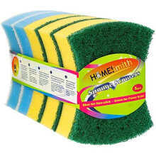 HOMESmith Heavy Duty Butterfly Washing Up Sponge Scourers ( Pack of 5 )