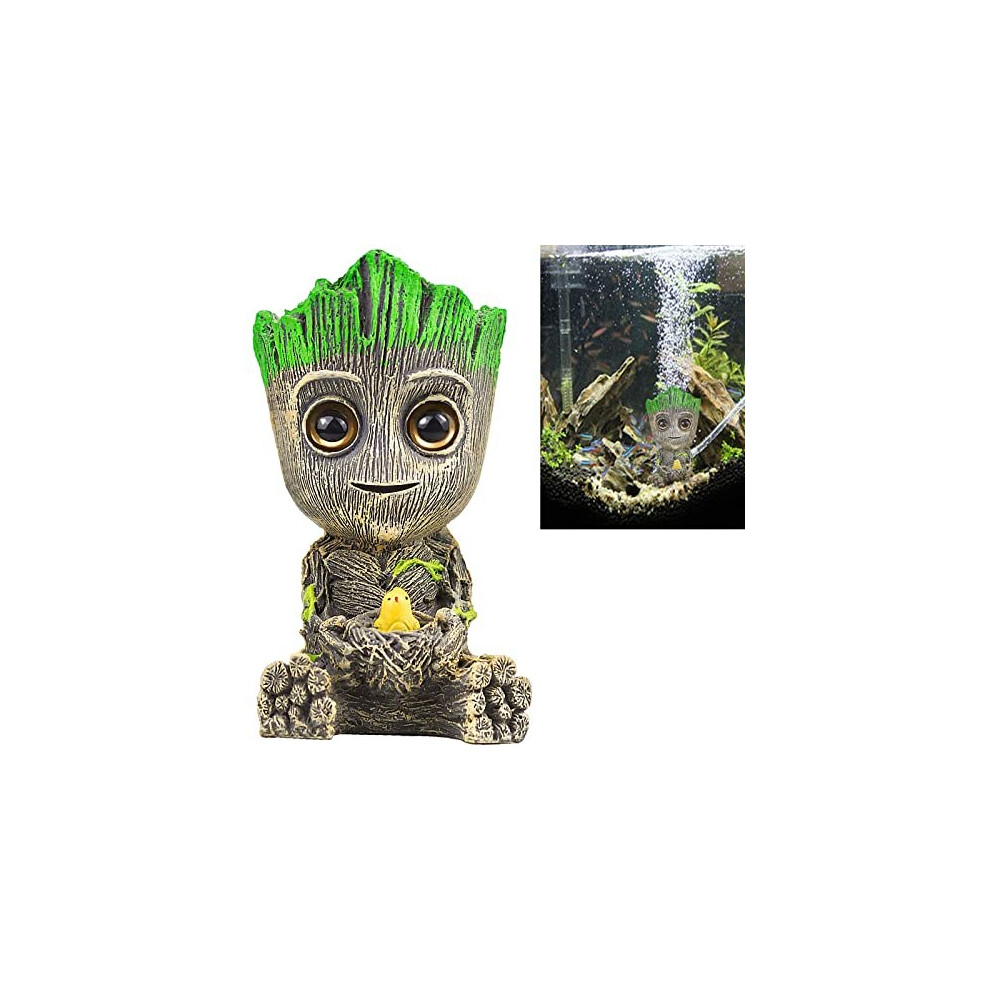 Nerissa Aquarium Air Bubbler Decorations Fish Tank Air Bubbler Resin Groot Crafts with Air Bubbler Stone for Aquarium Fish Tank Decor