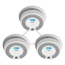 X-Sense Wireless Interlinked Combination Smoke Alarm and Carbon Monoxide Detector with LCD Display & 10-Year Battery, SC07-W, Link+, 3-Pack