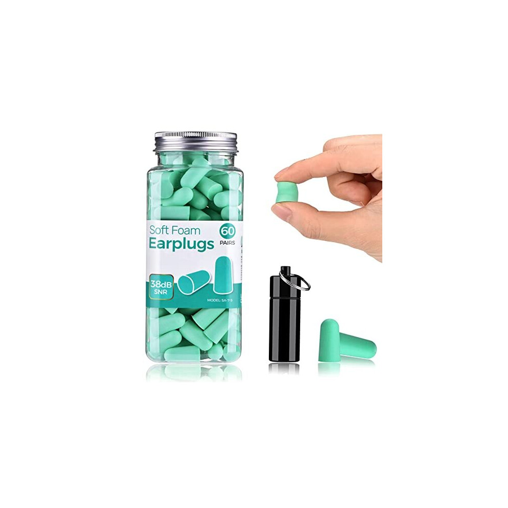 Ultra Soft Foam Earplugs, Noise Cancelling Earplugs for Sleeping, 38dB Highest SNR, One Size Fits virtually Every Wearer for Snoring, Studying,